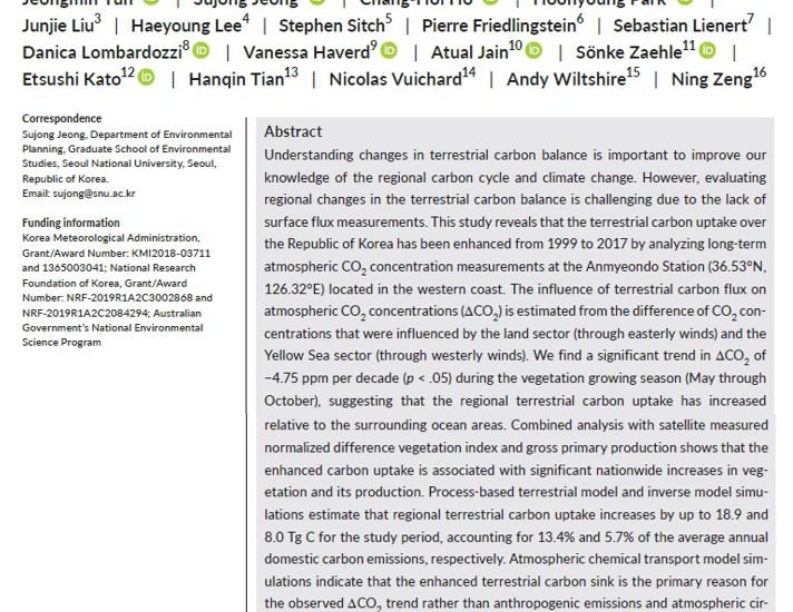 윤정민 학생 GCB 논문 출판